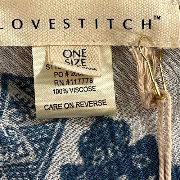 Lovestitch White and Blue Patterned Kimono Maxi Boho Vacation Resort OS NWT - Picture 12 of 12